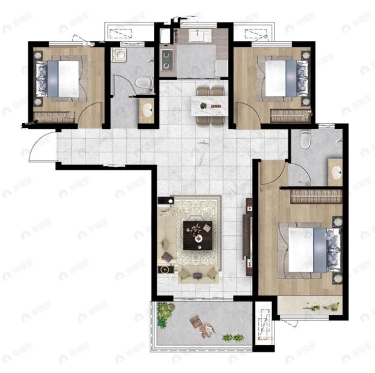 香榭里兰溪3室2厅2卫户型图