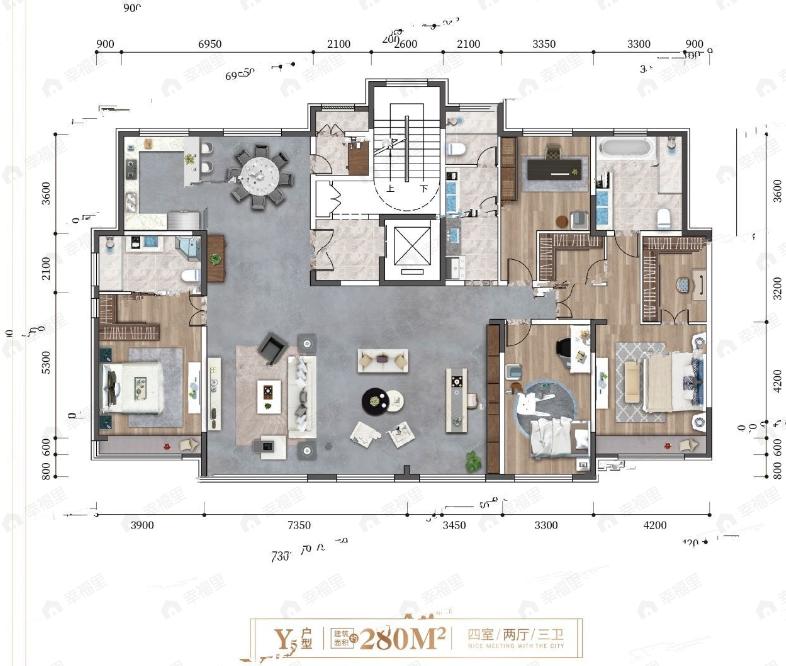 豪邦锦上4室2厅3卫户型图