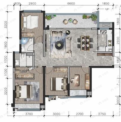 空港发展云璟铂樾4室2厅2卫户型图