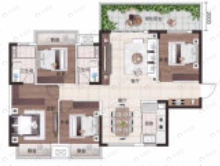 五象澜庭府4室2厅2卫户型图