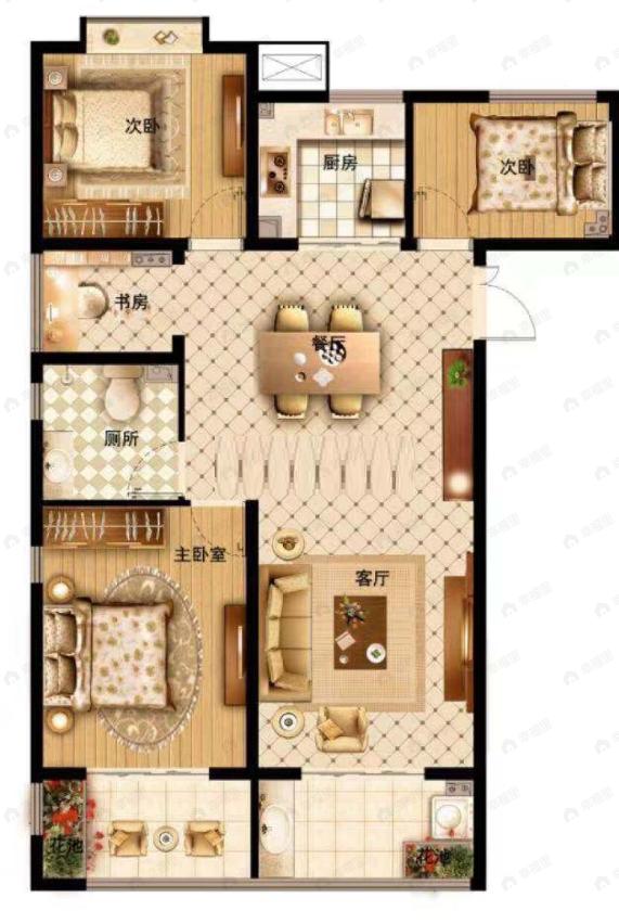 亲和源4室2厅1卫户型图