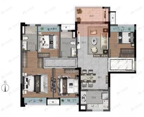 美的桂畔君兰4室2厅2卫户型图