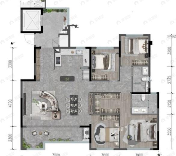 龙湖天屿4室2厅2卫户型图