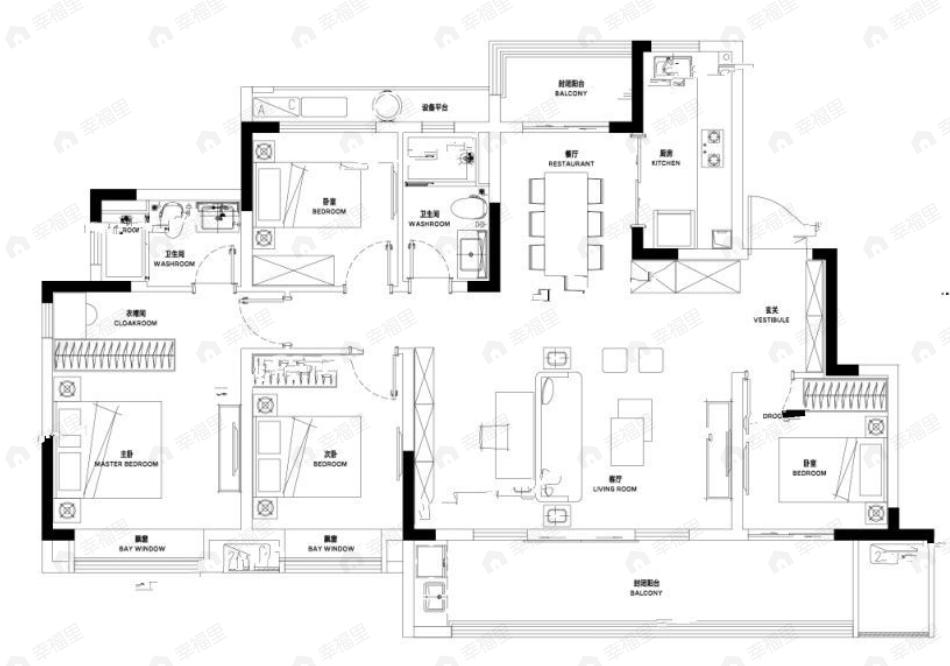 招商奥体公园3室2厅2卫户型图