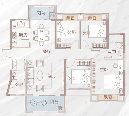 舜元臻园4室2厅2卫户型图