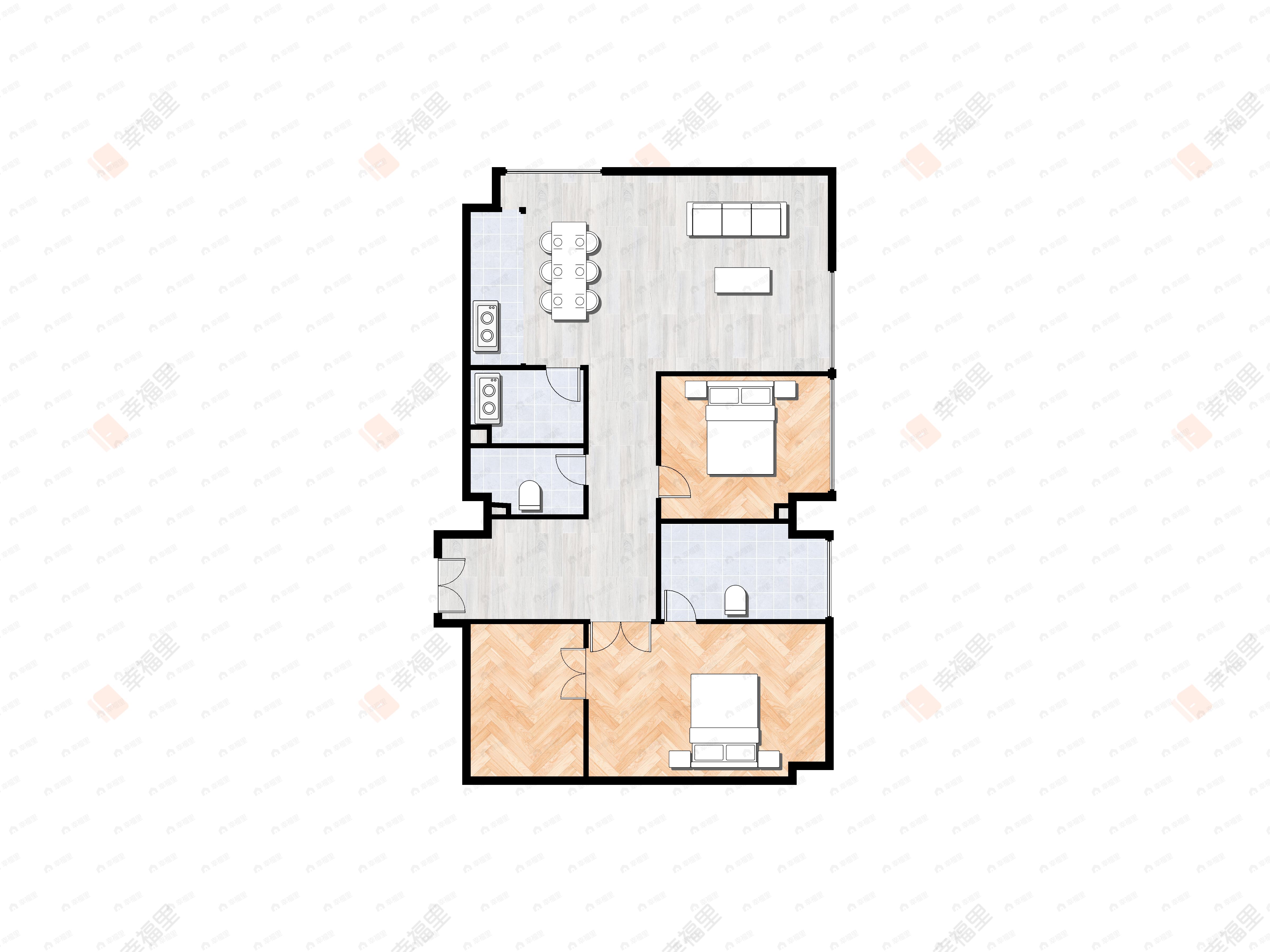 2室2厅2卫建面175平北|东户型图