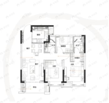 海伦堡玖悦源筑3室2厅2卫户型图