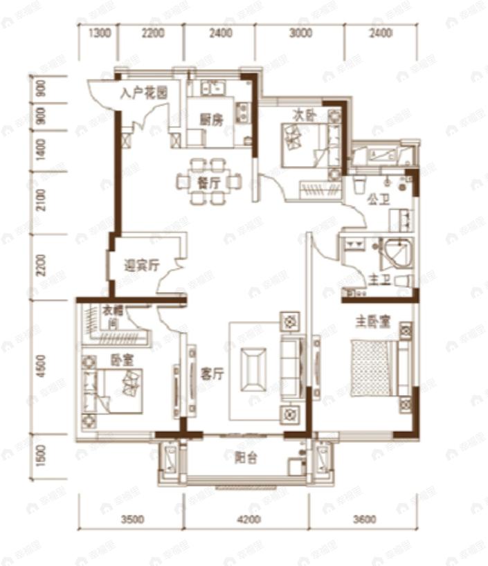 珑湾翡翠城3室2厅2卫户型图