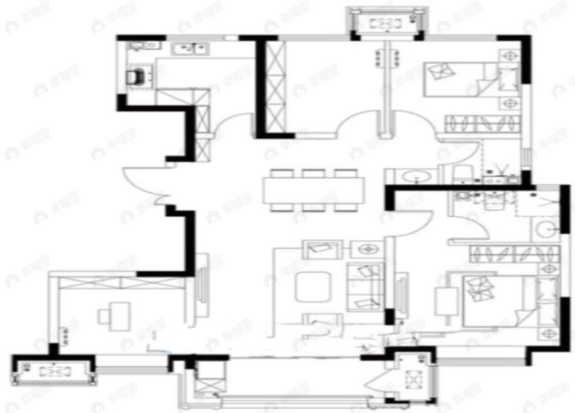 4室2厅2卫建面130平户型图