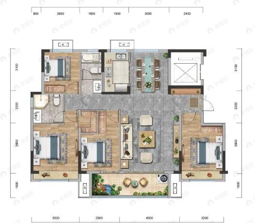 居然之家金尊世家4室2厅2卫户型图