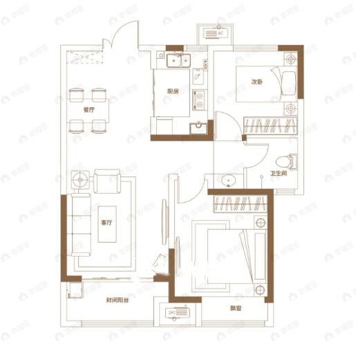 阳光城2室2厅1卫户型图