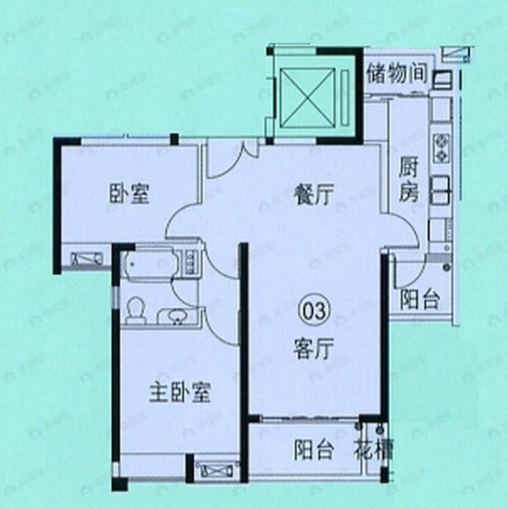 嘉汇城2室1厅1卫户型图