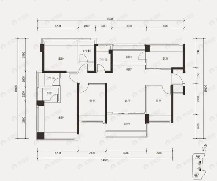 盛合天宸家园4室2厅3卫户型图