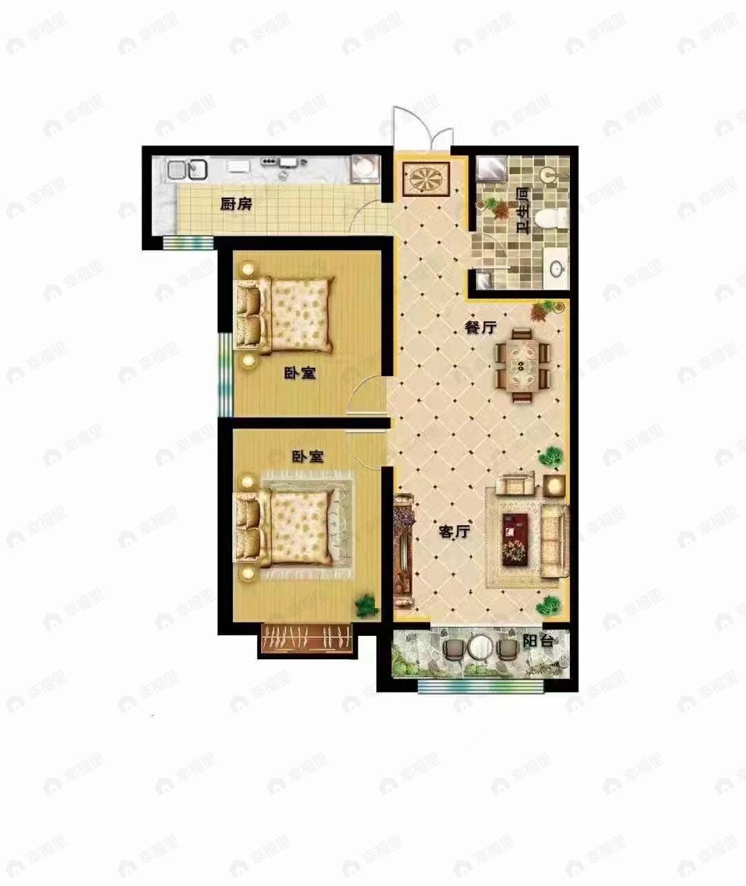 和平嘉园2室2厅1卫户型图