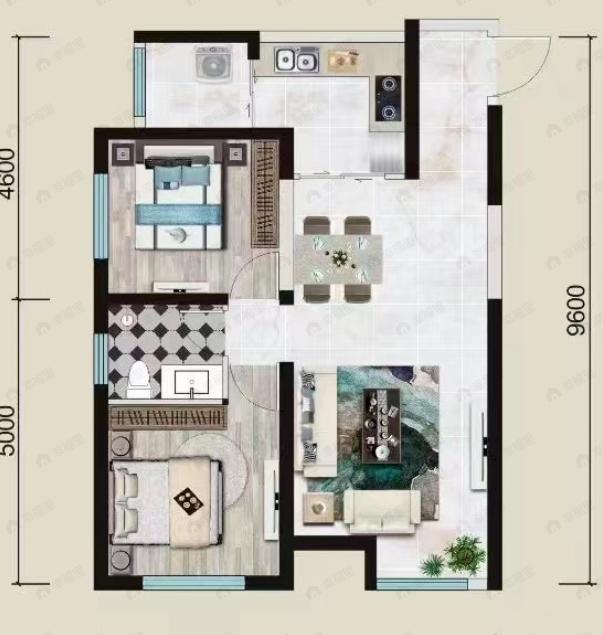忆江南2室2厅1卫户型图
