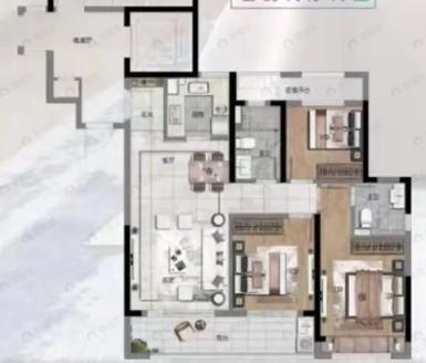 鹿城之光3室2厅2卫户型图