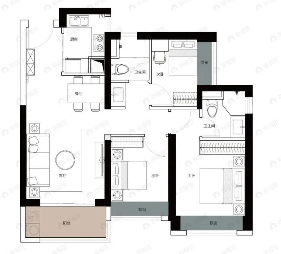 佳兆业云望府3室2厅2卫户型图