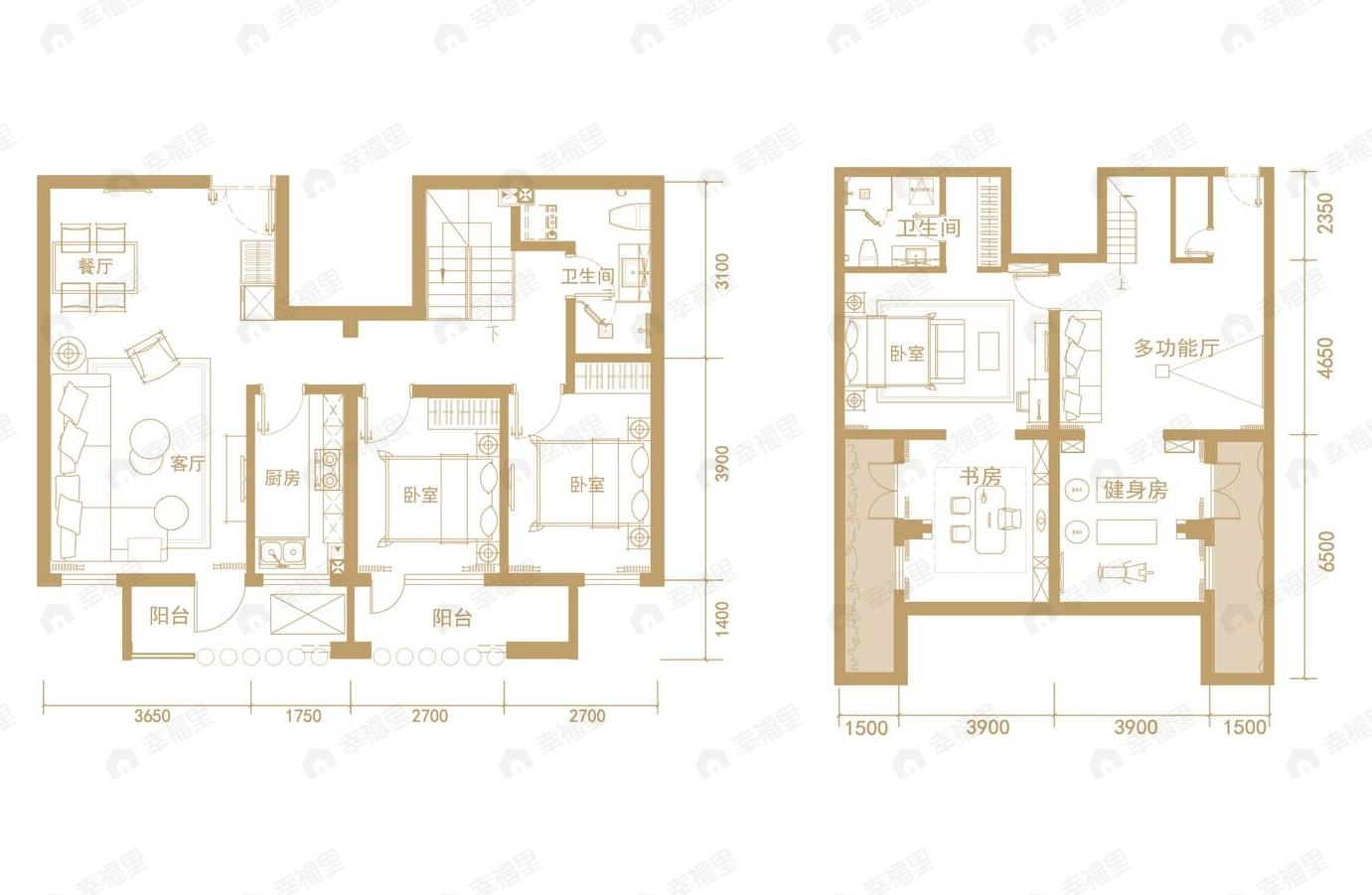 天润福熙大道3室3厅2卫户型图