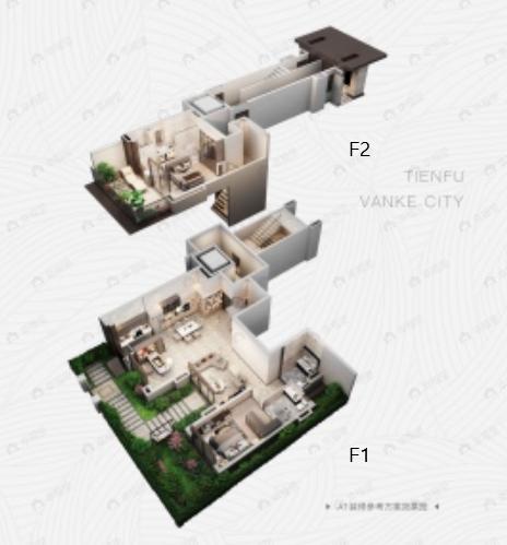 天府万科城3室2厅3卫户型图