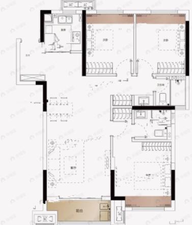 星悦城六期玺樾3室2厅2卫户型图