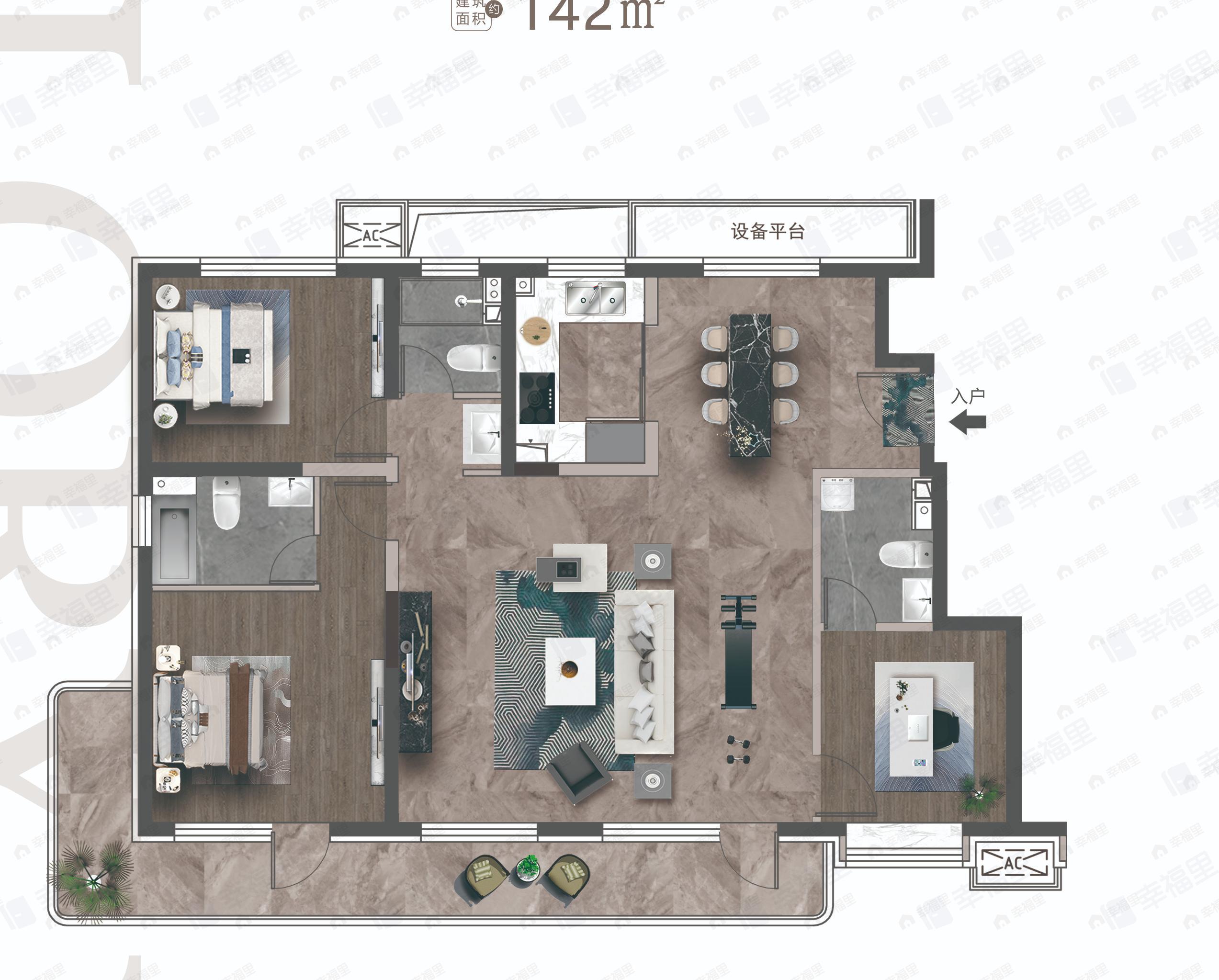 君澜湾未来生态城君悦一品3室2厅3卫户型图