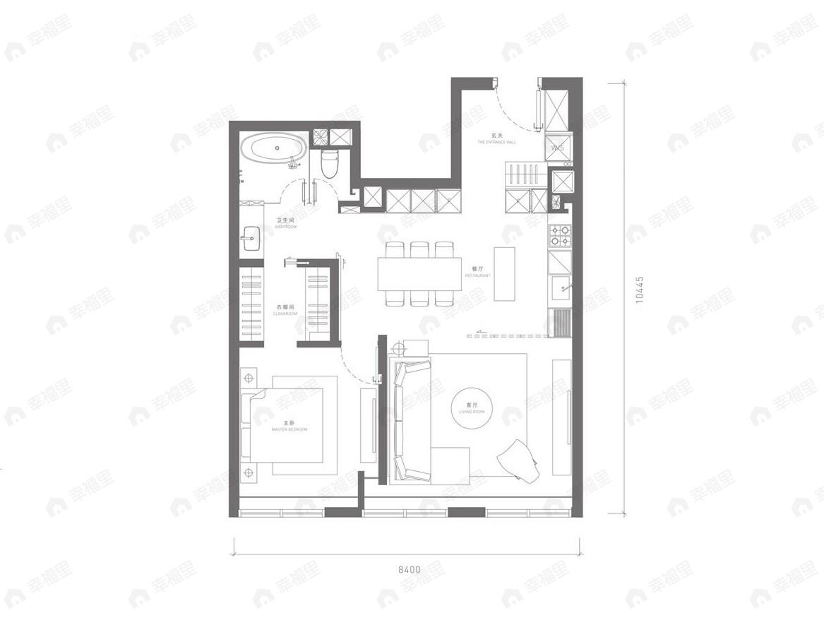 梵悦1081室1厅1卫户型图