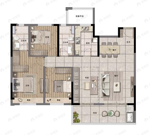 敏捷星著柏悦府4室2厅2卫户型图