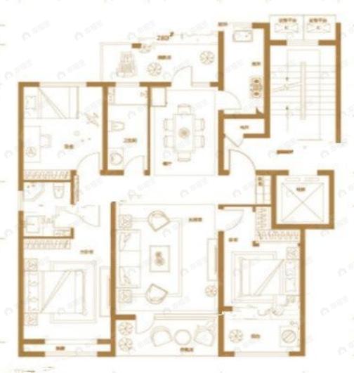 3室2厅2卫建面126平北|南户型图