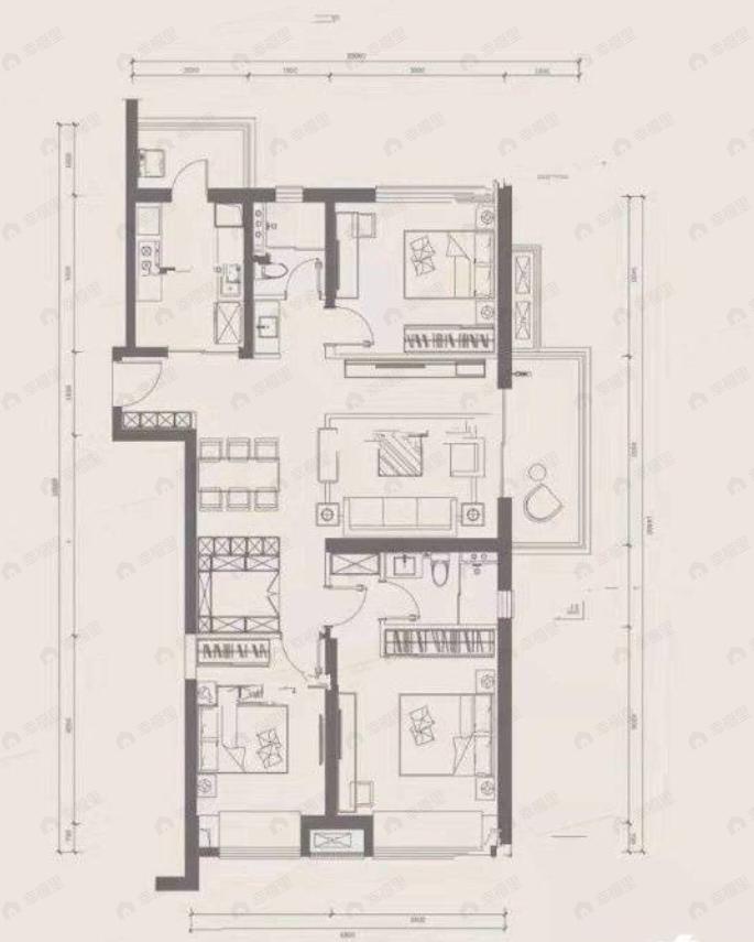 万科金域国际3室2厅2卫户型图
