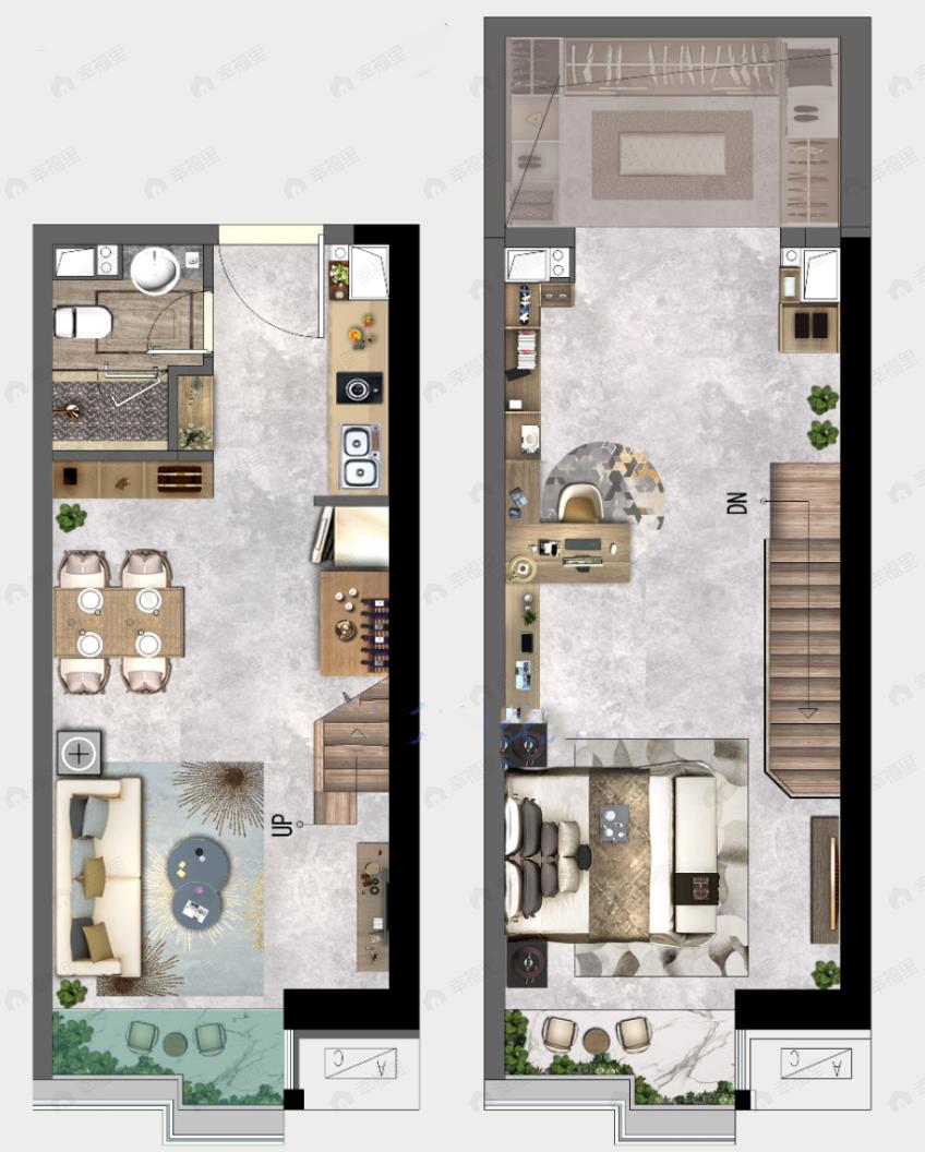 DomoONE1室2厅1卫户型图