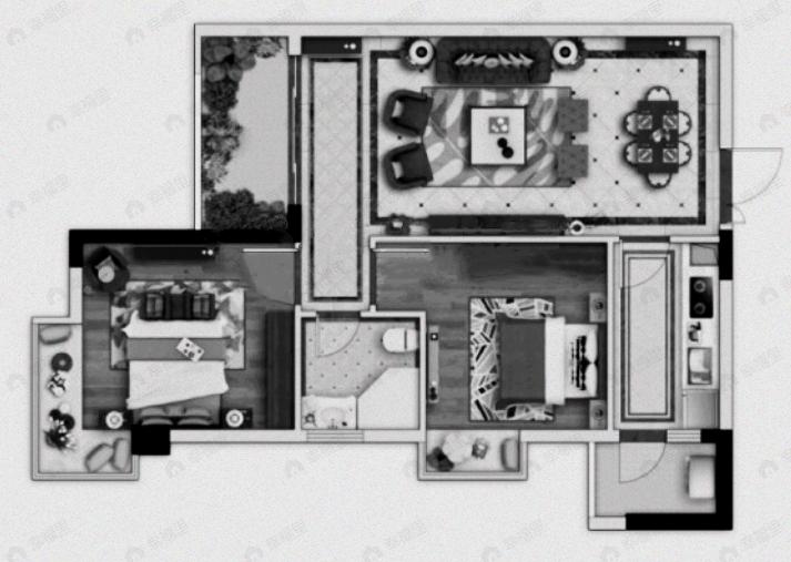 蜀镇尚楠湾2室2厅1卫户型图