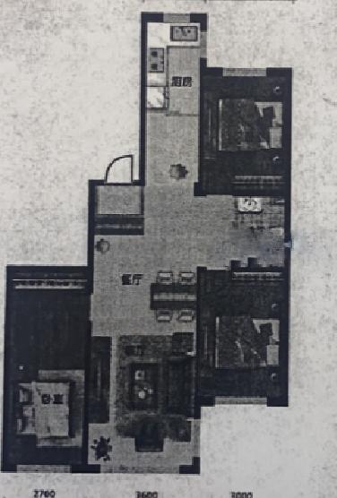 满融首府3室2厅1卫户型图