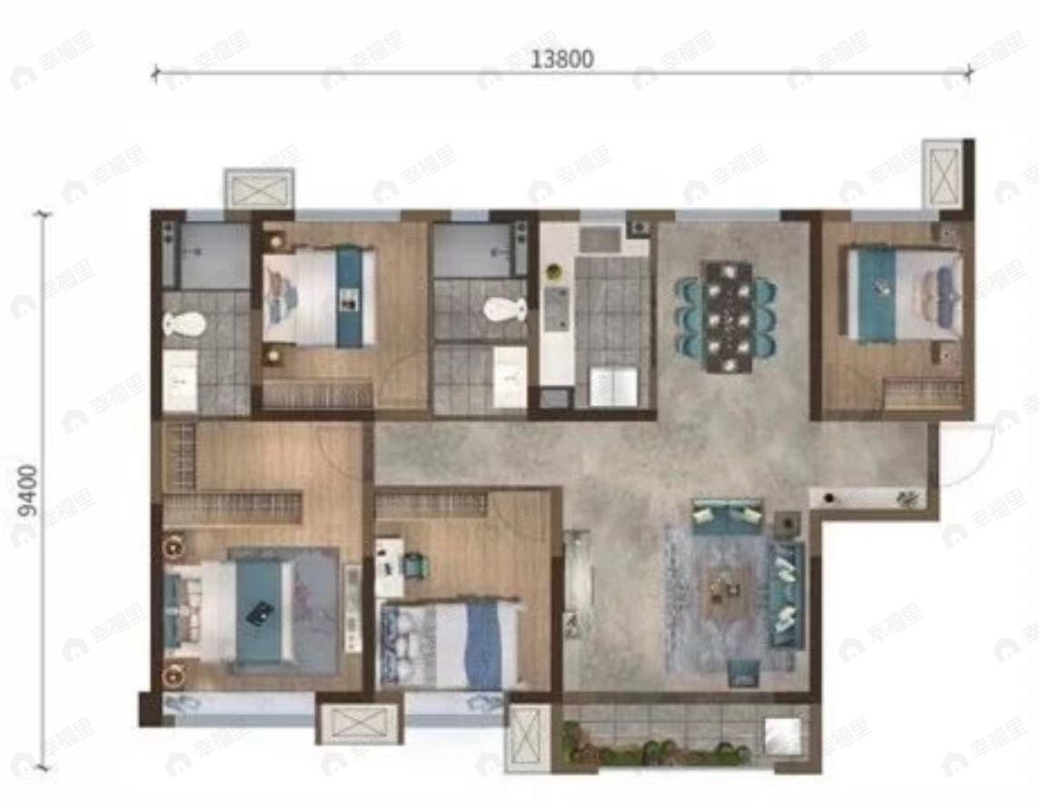 兰州万科城4室2厅2卫户型图