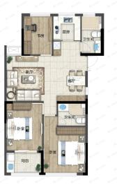 城市蓝湾3室2厅2卫户型图