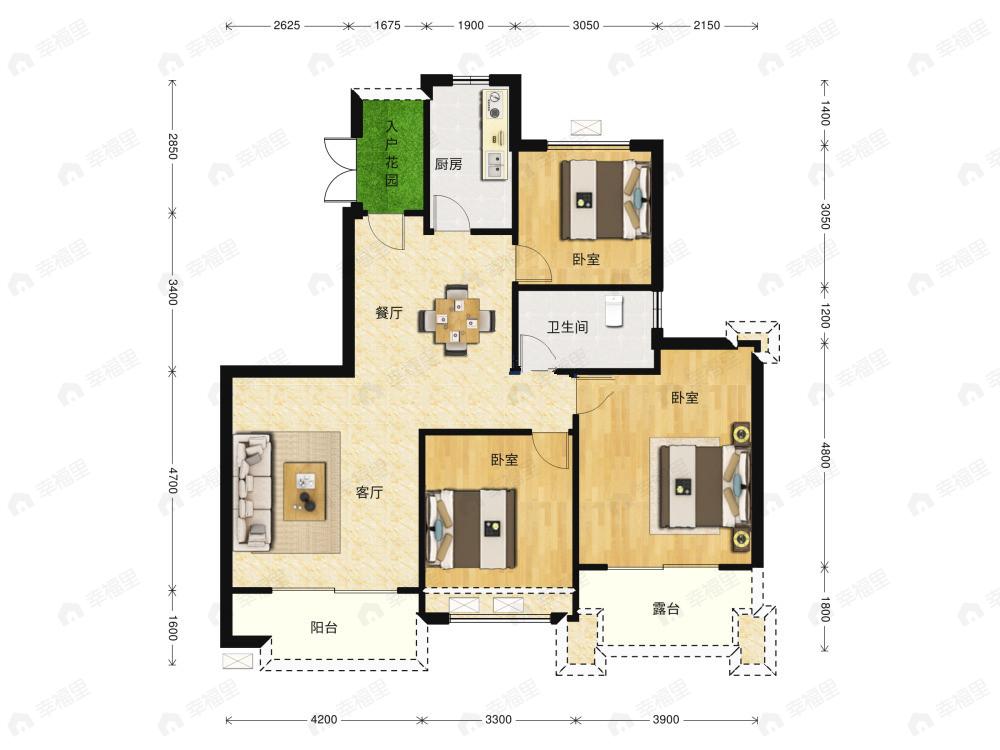 恒大麓山湖3室2厅1卫户型图