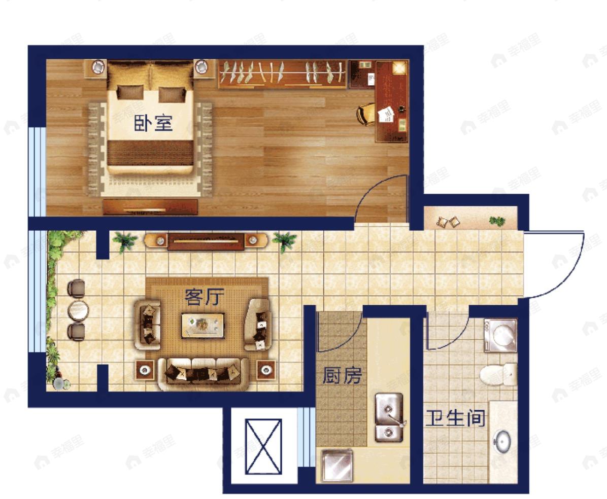 九洲城二期1室1厅1卫户型图