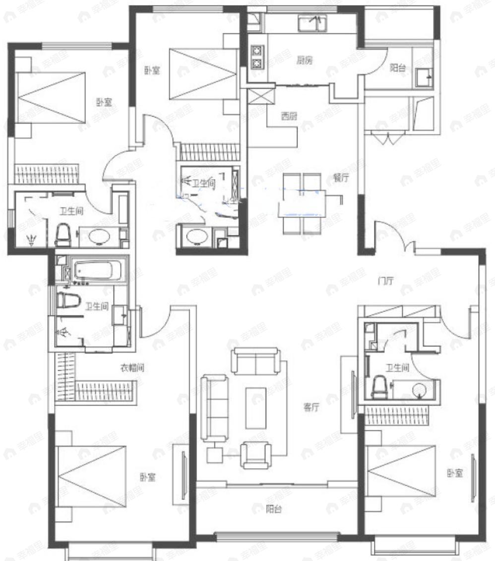 沣华熙城4室2厅4卫户型图