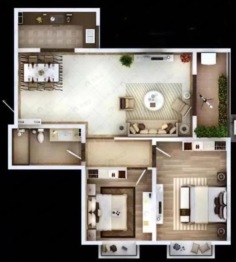 云溪东境2室2厅1卫户型图