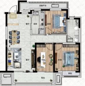 新星宇摩登公园3室2厅1卫户型图