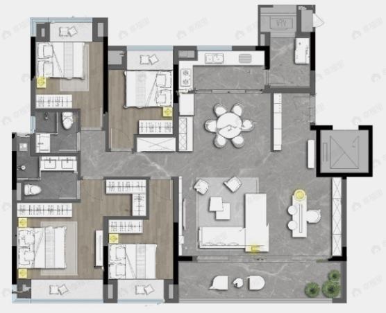 中粮保利天玺壹号4室2厅2卫户型图