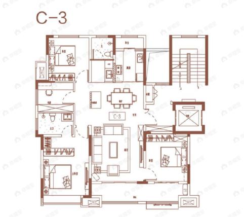 星空·喜悦里3室2厅2卫户型图