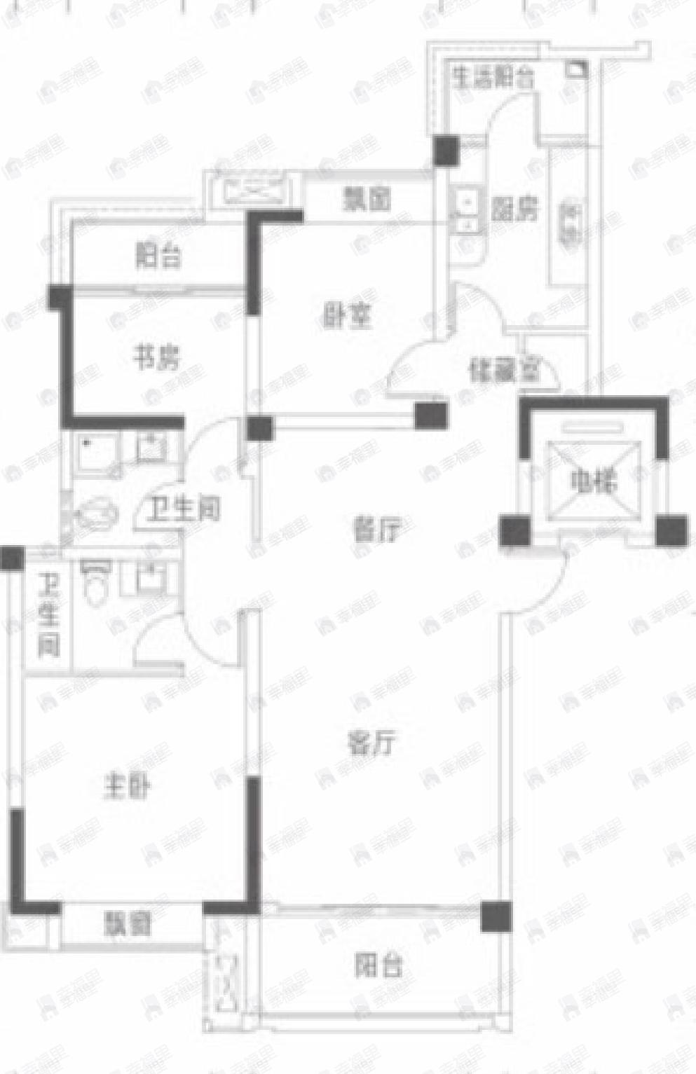 竹径悦山3室2厅2卫户型图