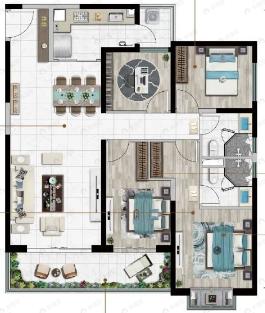 北科建春城大观4室2厅2卫户型图