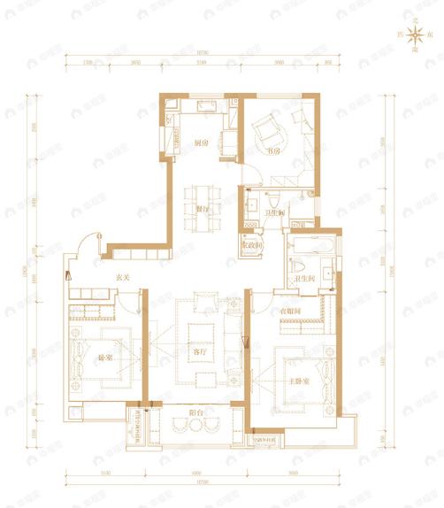万科春和景明3室2厅2卫户型图
