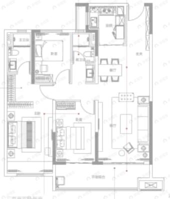 敏捷江山誉3室2厅2卫户型图
