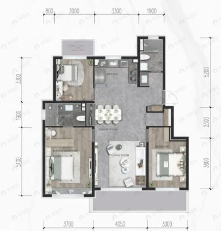 龙湖御湖境3室2厅2卫户型图