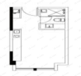 1室1厅1卫建面35m²南户型图