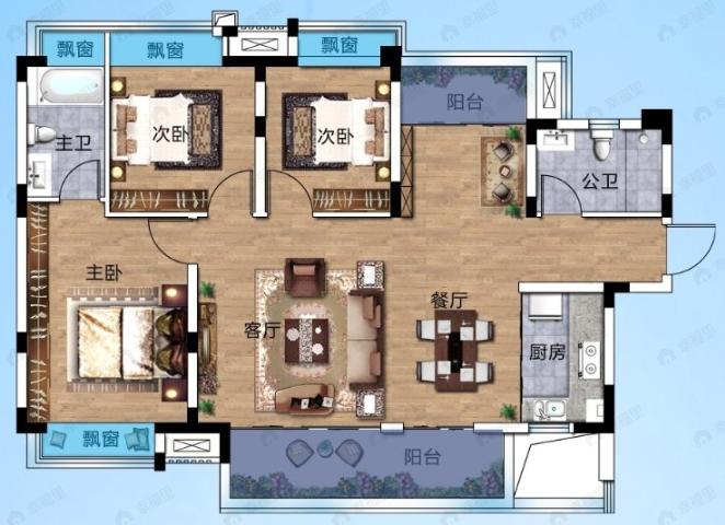 交投·新叶城4室2厅2卫户型图