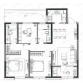 朗诗蔚蓝广场3室2厅2卫户型图