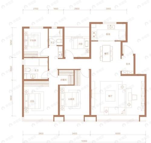 熙悦天寰4室2厅2卫户型图